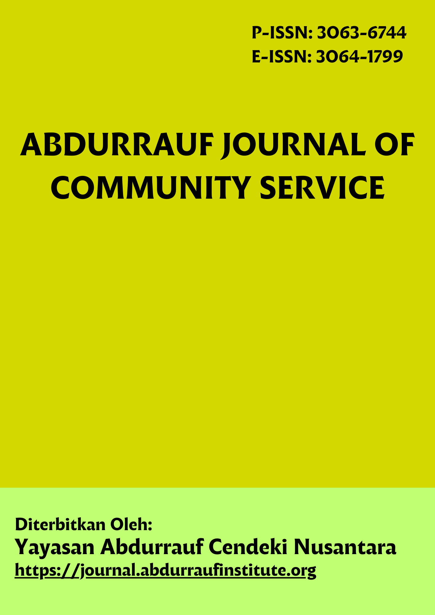 					View Vol. 3 No. 1 (2026): Abdurrauf Journal of Community Service
				